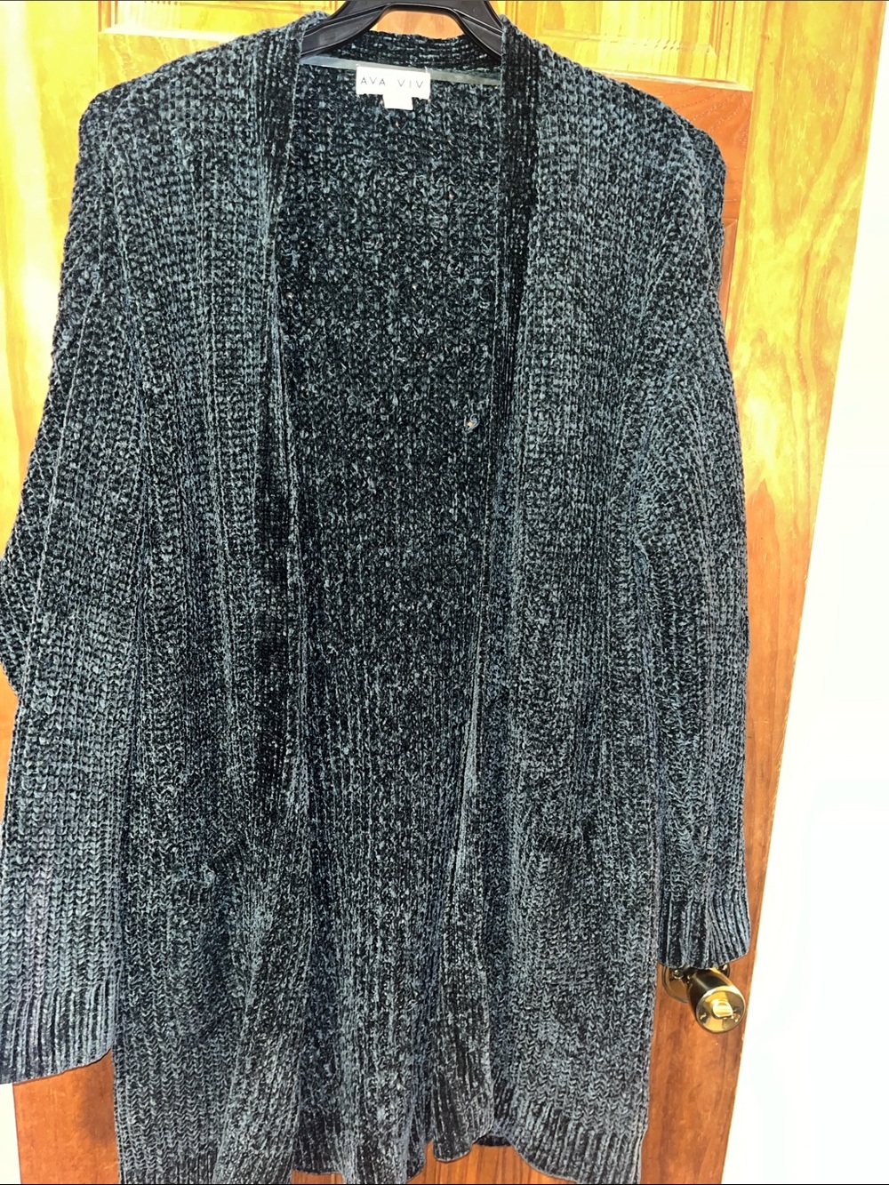 Ava & Viv Forest Green Open-Front Chenille Cardigan